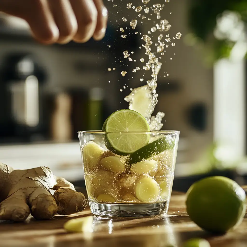 4 ingredient natural Mounjaro drink on wooden table