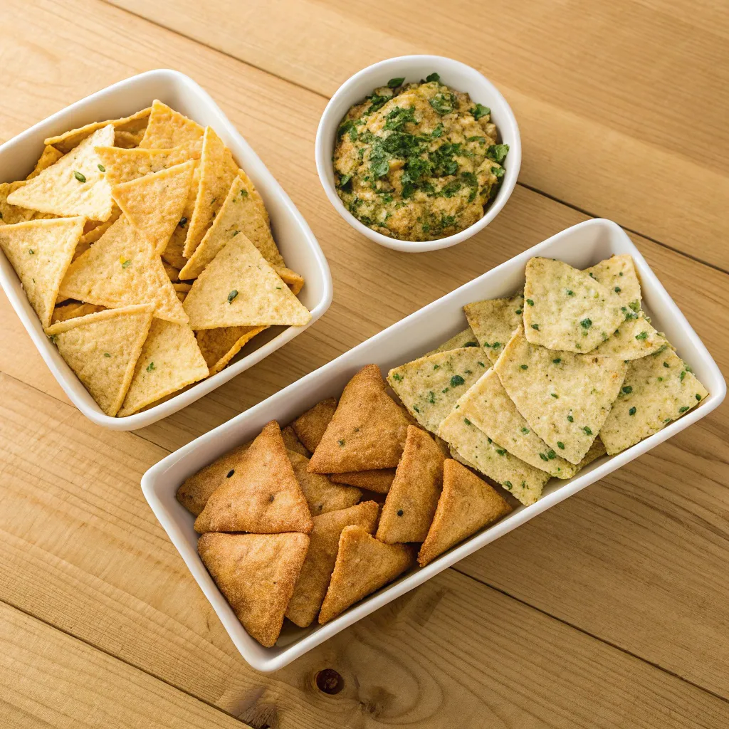 7 Irresistible Facts About Tortilla Chips Low Carb Diet You Need to Know 8 Hand dipping a keto tortilla chip into fresh guacamole