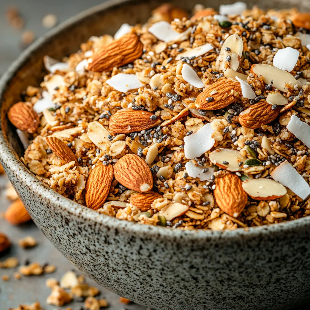 Granola for Keto Diet: The Ultimate Guide to Guilt-Free, Crunchy Snacking 13 granola for keto diet in a bowl with nuts and seeds