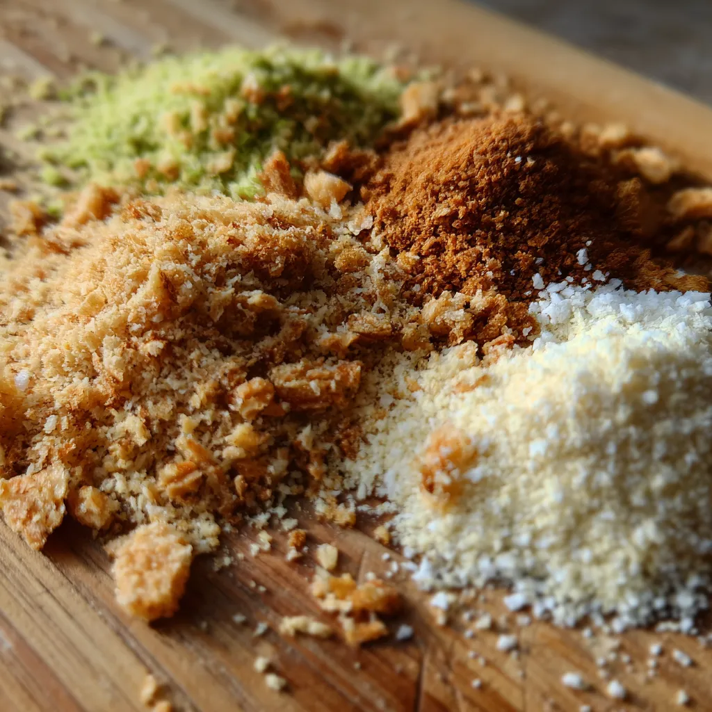 Low Carb Bread Crumbs: How to Make the Best Keto-Friendly Substitutes at Home 12 Various types of low carb bread crumbs on a cutting boards