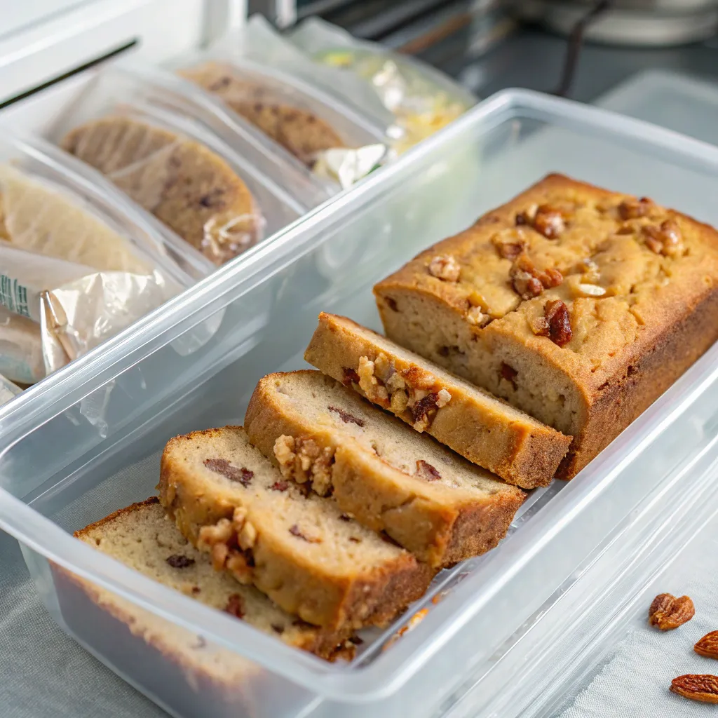 Fall In Love With Baking Again: The Best Low Carb Banana Nut Bread For Sweet Tooth Satisfaction 11 Sliced low carb banana nut bread stored in an airtight container