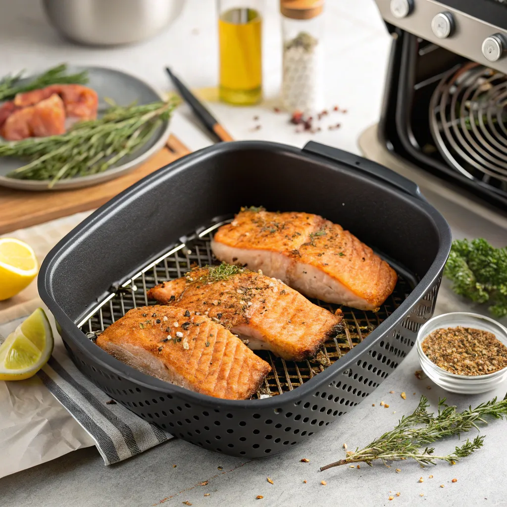 Keta Salmon: The Best Keto-Friendly Choice for Low-Carb Seafood Lovers 7 Air-fried keta salmon fillets with crispy low-carb finish