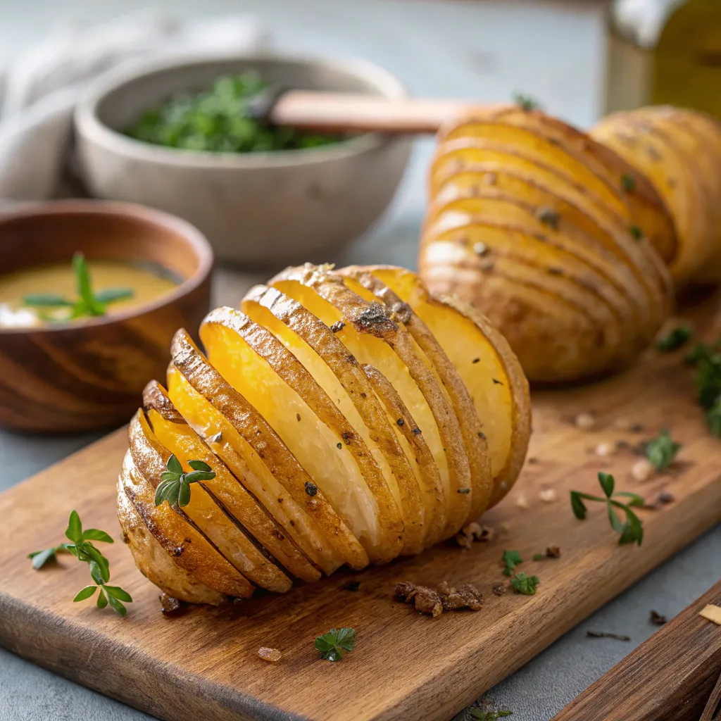Accordion Potatoes With Crunchy Edges And Melty Centers Youll Love 6 Cutting an accordion potato using chopsticks