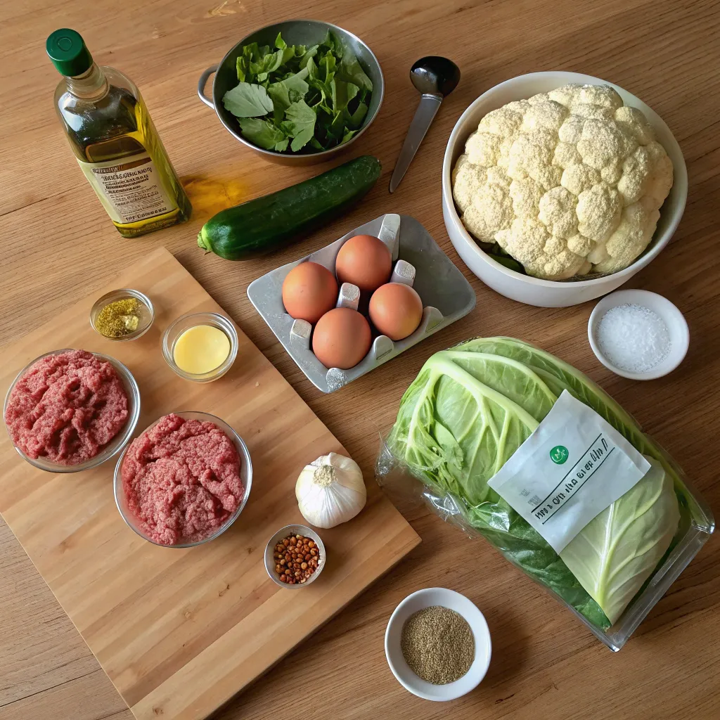 How To Make Cheap Low Carb Meals That Are Filling, Healthy, And Budget-Smart 12 Ingredients for cheap low carb meals including eggs, chicken, vegetables, and olive oil