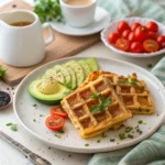 Cheese Waffles: How to Make 1 Perfect Keto Breakfast 9 Served cheese waffles with avocado and tomatoes