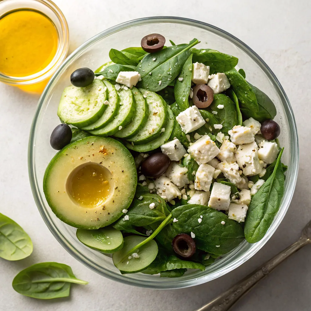 25+ Keto Lunch Ideas That Will Keep Your Energy High And Hunger Low 10 Cold keto lunch idea with spinach, feta, cucumbers, and olives
