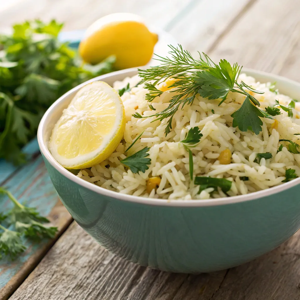 Grecian Chicken Bowl – The Ultimate Greek-Inspired Meal for Flavor & Nutrition 14 Greek-style rice base for Grecian Chicken Bowl