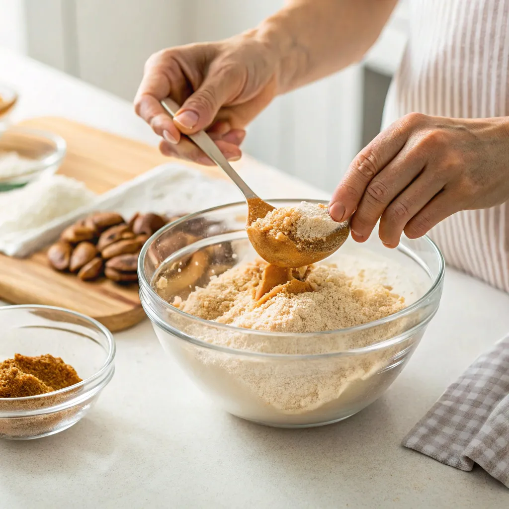 Keto Cookies: How to Make 5 Kinds 10 mixing keto cookie dough almond flour peanut butter sweetener