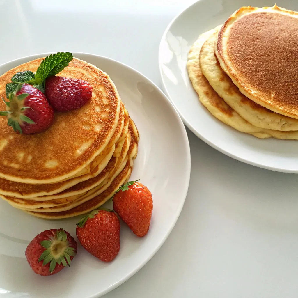 The Best Keto Pancakes Recipe (Fluffy, Easy & Low-Carb!) 7 Keto pancakes compared to traditional pancakes side by side