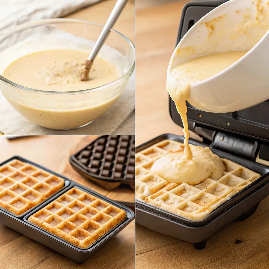 The Best Keto Waffles Recipe Guide: Easy, Healthy & Delicious 10 Step-by-step making of keto waffles including batter mixing and cooking