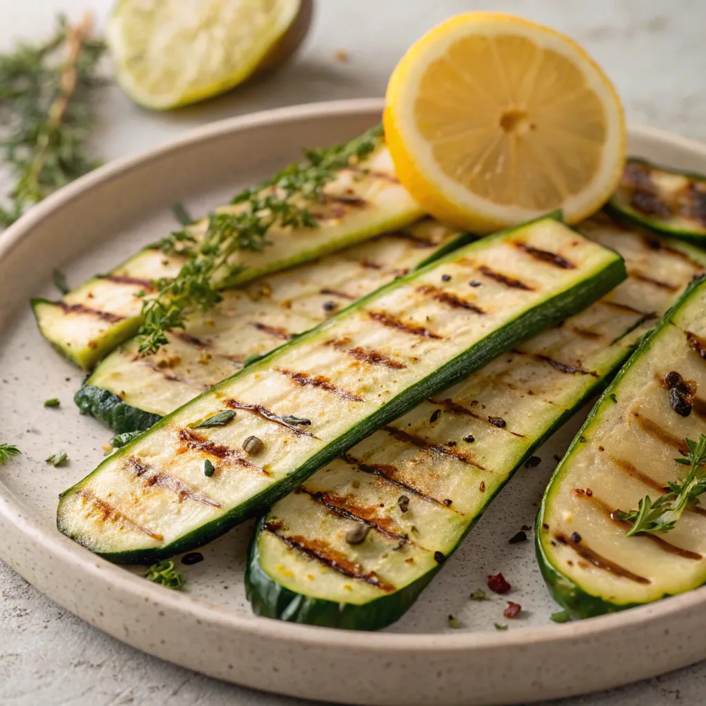 Keto Zucchini Recipes: The Ultimate Low-Carb Guide for Delicious Meals 8 Grilled zucchini slices prepared for keto-friendly low-carb meals.