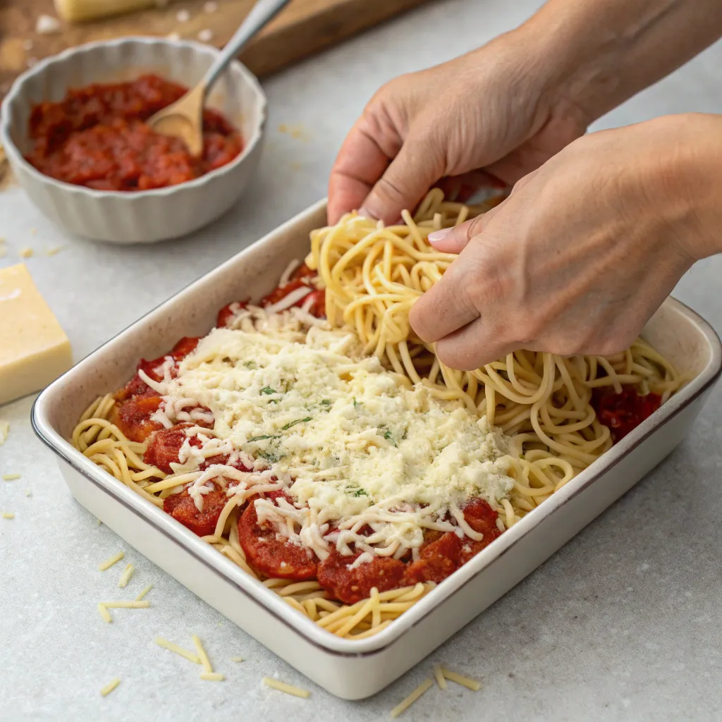 Ramen Lasagna Recipe: A Quick and Comforting Twist on a Classic 8 Layering ramen lasagna in baking dish