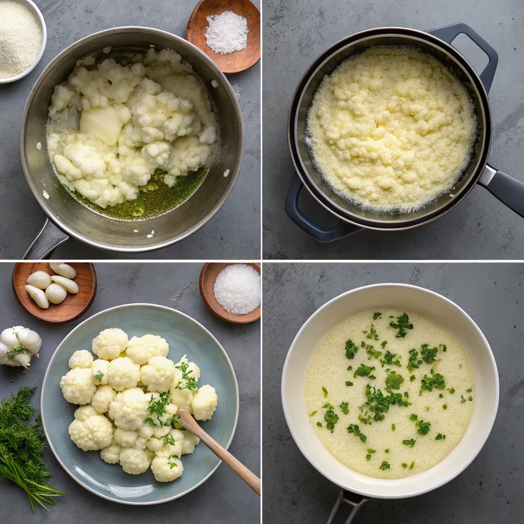 Lower Carb Potatoes: Top-Rated Recipes & Low-Carb Potato Alternatives You’ll Love 10 Step-by-step process of making low carb mashed cauliflower
