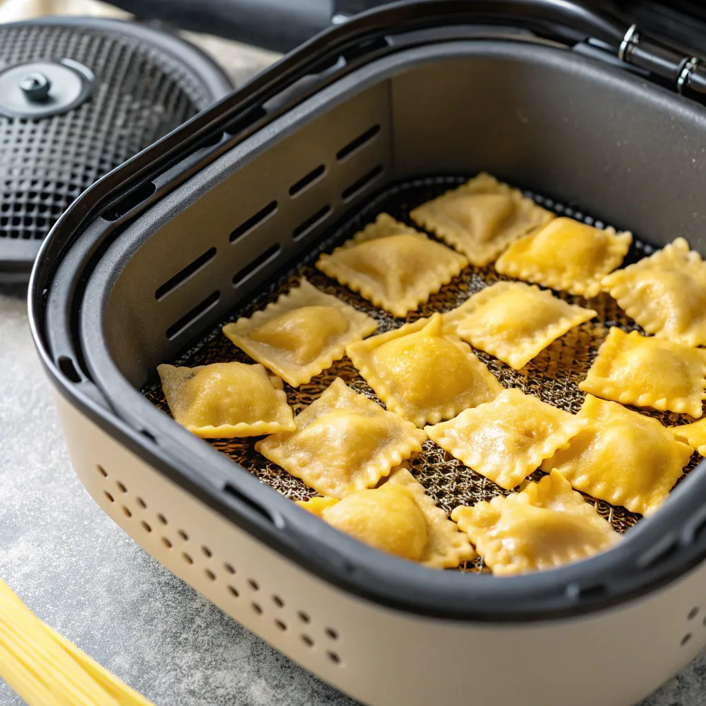 Pasta Chips Are The New Party Essential 7 Pasta chips cooking in air fryer