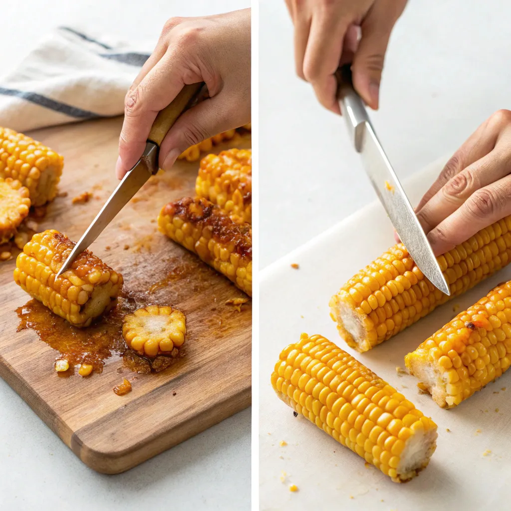 corn ribs: 5 easy steps to make this viral snack 9 Cutting corn into ribs