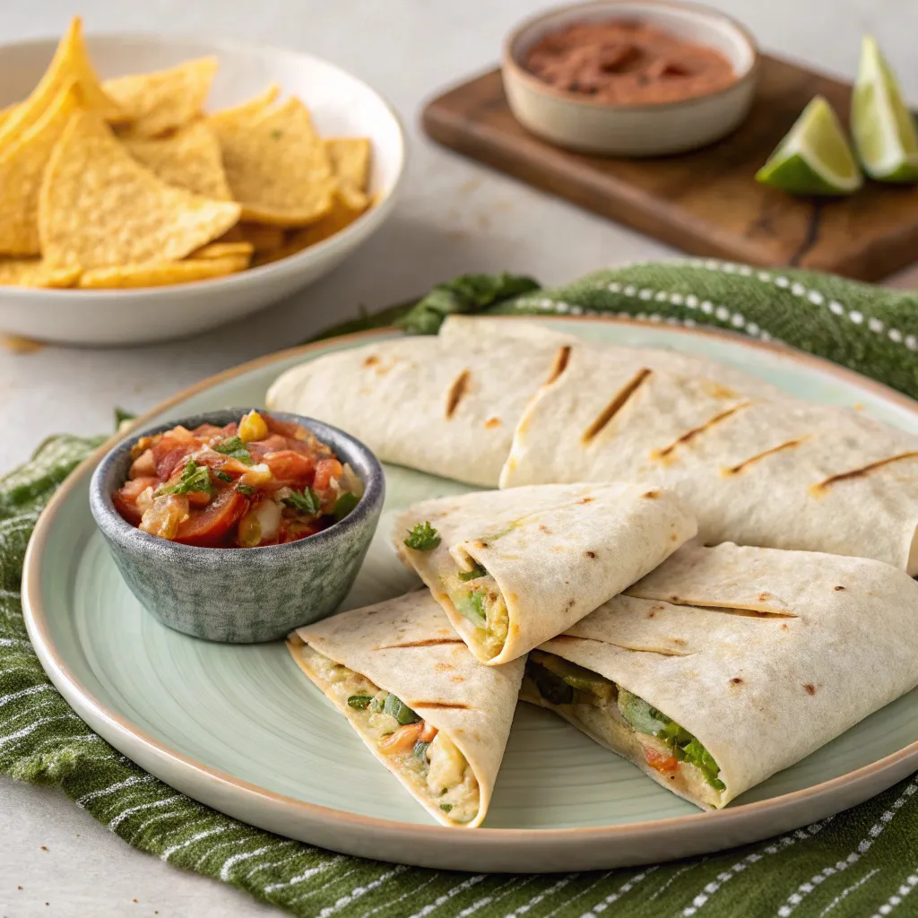 Served tortilla wrap hack with sides