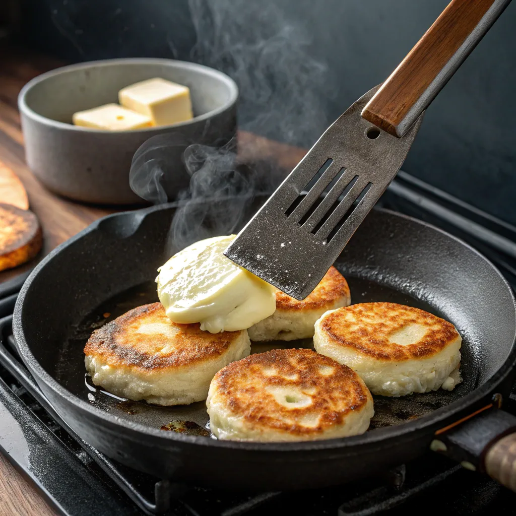Cottage Cheese Pancakes: How To Get 30g Of Protein 6 Flipping cottage cheese pancakes on skillet