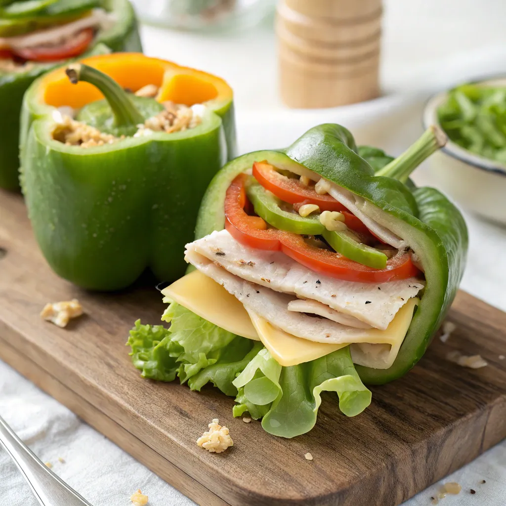 Bell Pepper Sandwich: How to Make 1 Perfect Keto Meal 6 Bell pepper sandwich on cutting board