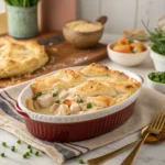 Chicken Cobbler: How to Make this 1 Viral Savory Dish 11 Chicken Cobbler in a white casserole dish