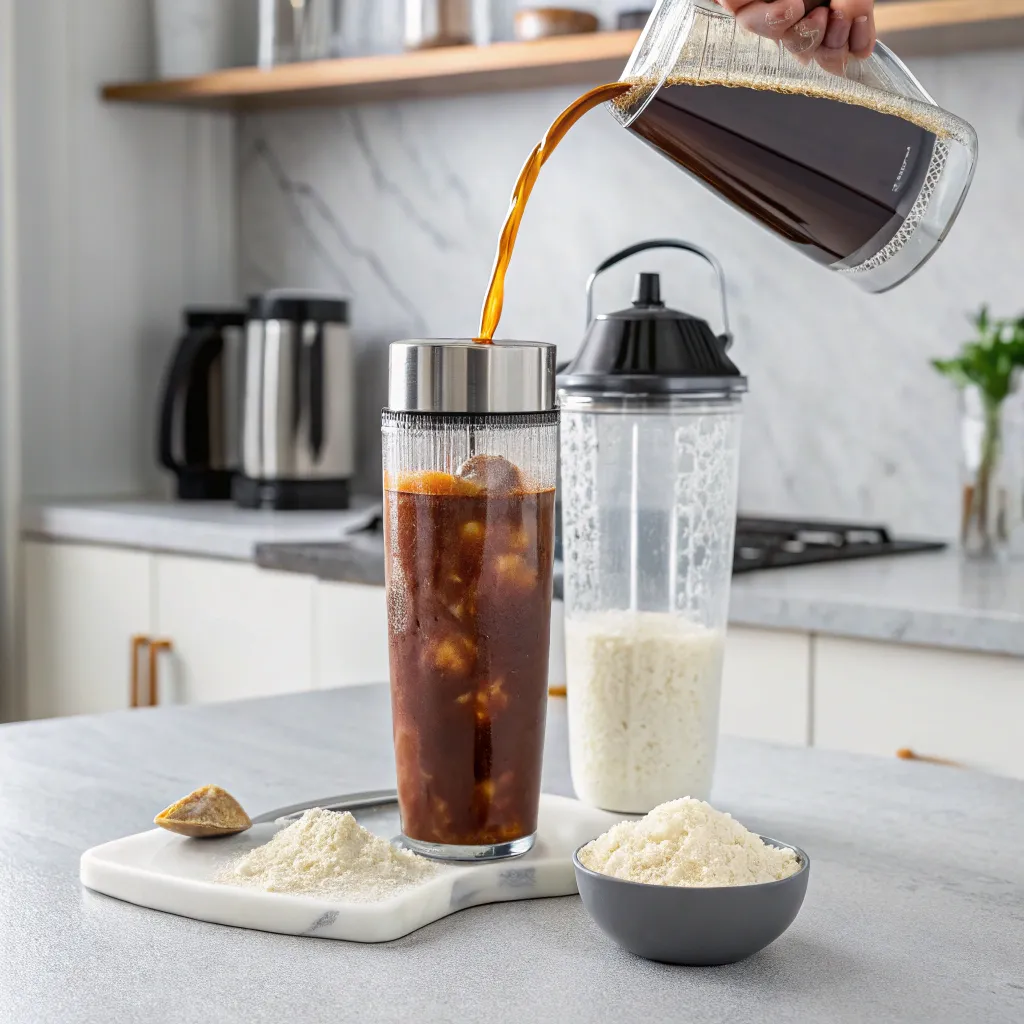 Your New Morning Obsession: Protein Coffee That’s Worth It 8 adding cold brew to protein coffee shaker