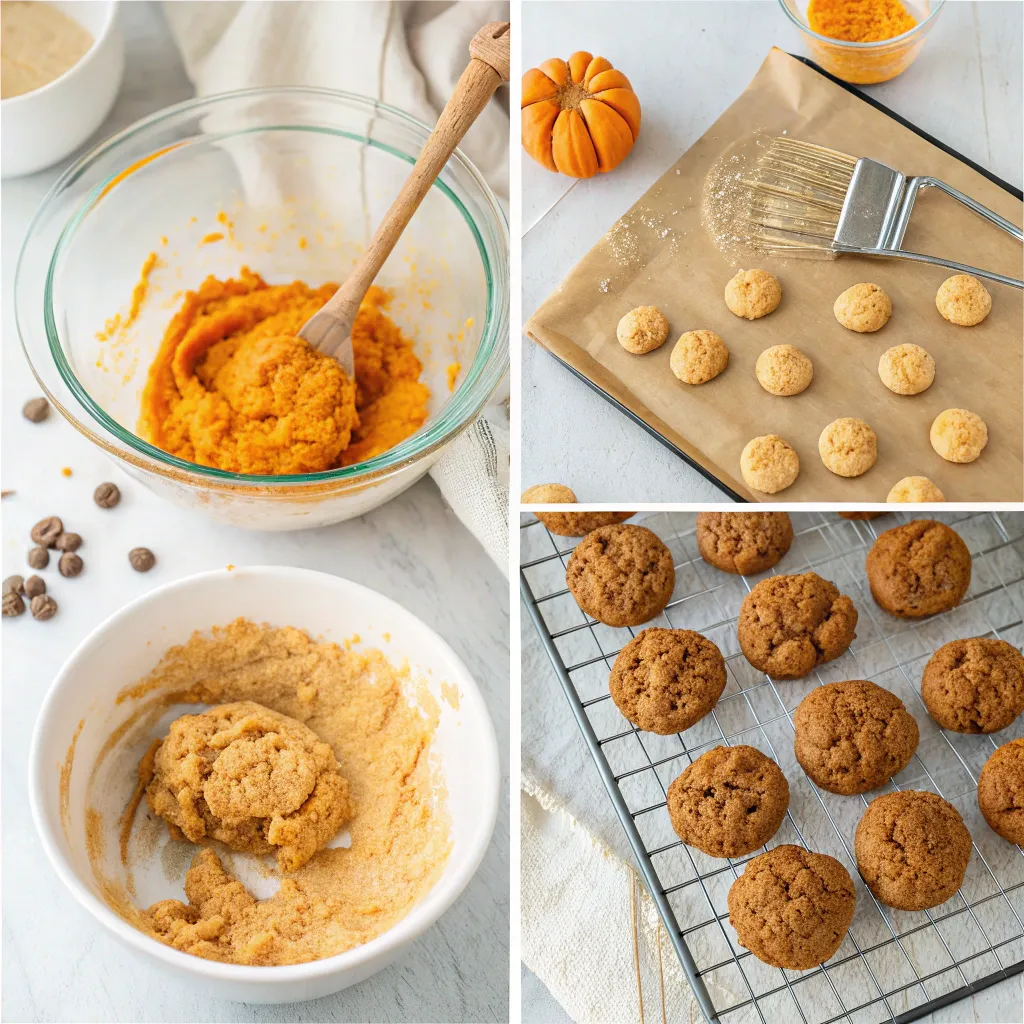 pumpkin cookies: how to make them with just 3 ingredients 7 Pumpkin cookie recipe split with final styled photo
