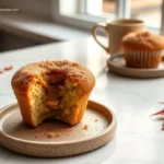 Delicious apple cider donut cupcakes on a white marble table