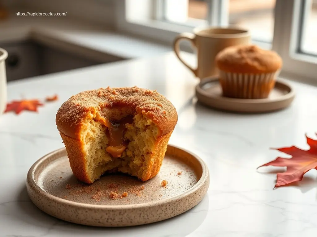 Delicious apple cider donut cupcakes on a white marble table