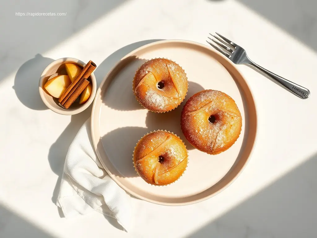 Delicious apple cider donut cupcakes on a white marble table