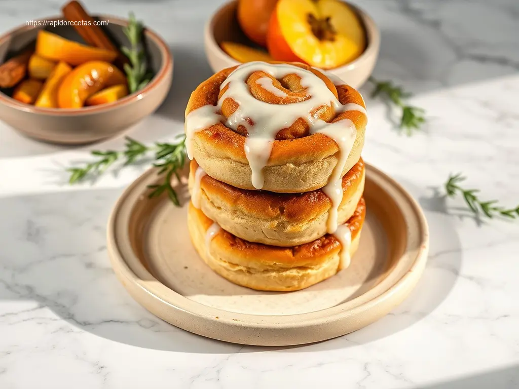 Apple Cinnamon Overnight Rolls: 5 Easy Steps 4 Warm Apple Cinnamon Overnight Rolls flatlay on marble