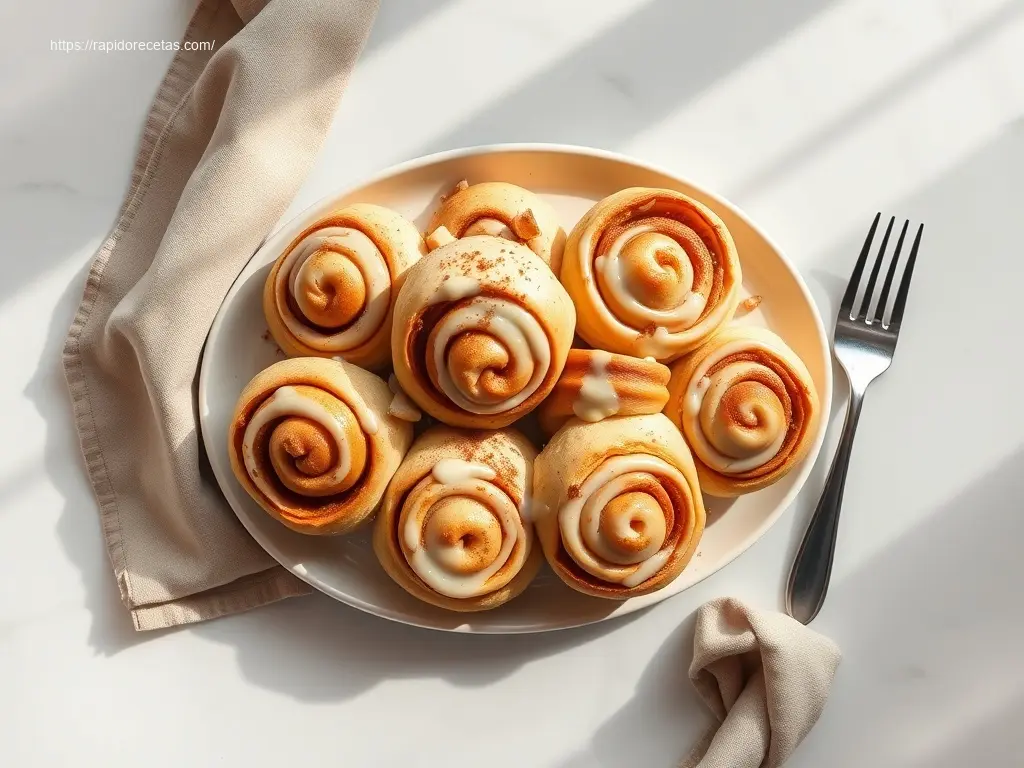 Apple Cinnamon Overnight Rolls: 5 Easy Steps 3 Warm Apple Cinnamon Overnight Rolls flatlay on marble