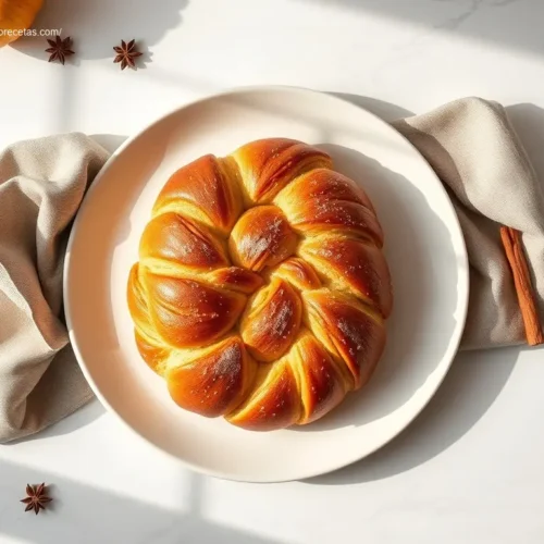 Apple Pumpkin Brioche Braid Thanksgiving treat on white marble
