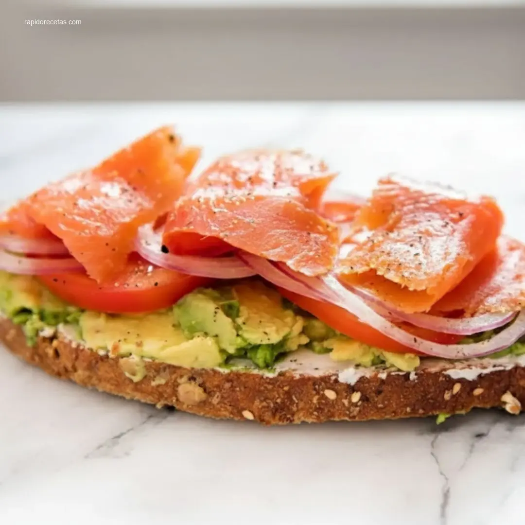 Delicious avocado toast with smoked salmon and fresh dill