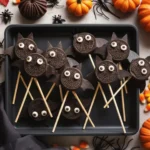 Delicious Bat Oreo Pops arranged on a platter.