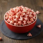 Close up of Bloody Red Velvet Popcorn being scooped