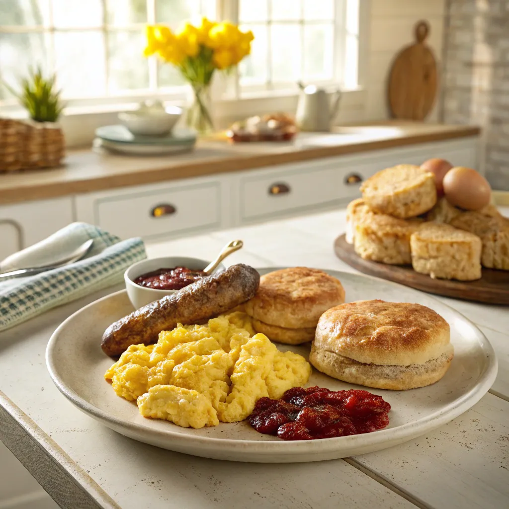 Butter Swim Biscuits: How To Make Them In 6 Steps 10 Breakfast plate with butter swim biscuits