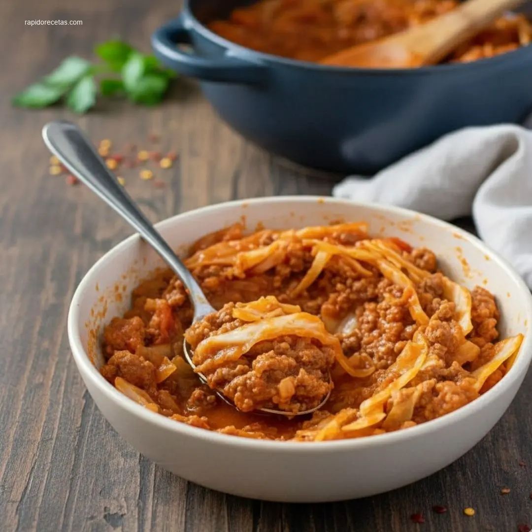 Warm Slow Cooker Unstuffed Cabbage Rolls on a plate