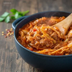 Delicious Slow Cooker Unstuffed Cabbage Rolls in a bowl