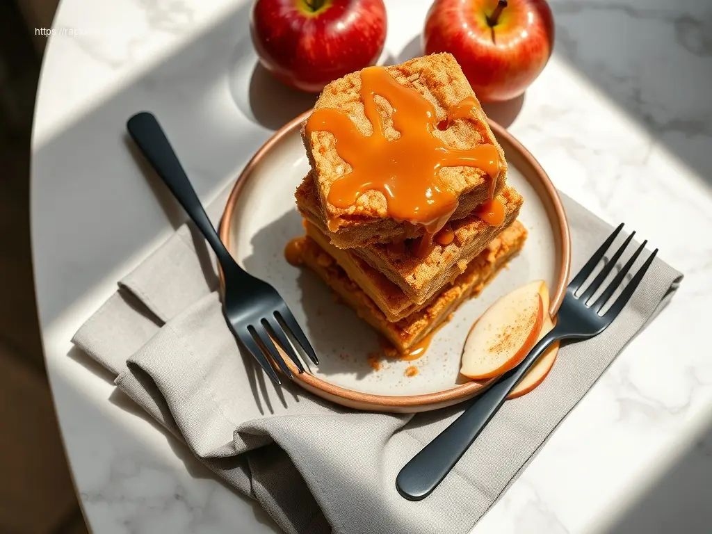 Caramel Apple Blondies for Fall: 7 Best Recipes 1 Delicious Caramel Apple Blondies for Fall dessert on marble