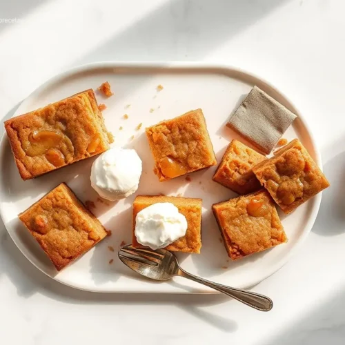 Caramel Apple Blondies for Fall: 7 Best Recipes 2 Delicious Caramel Apple Blondies for Fall dessert on marble