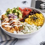 Hearty Slow Cooker Chicken Burrito Bowl on marble