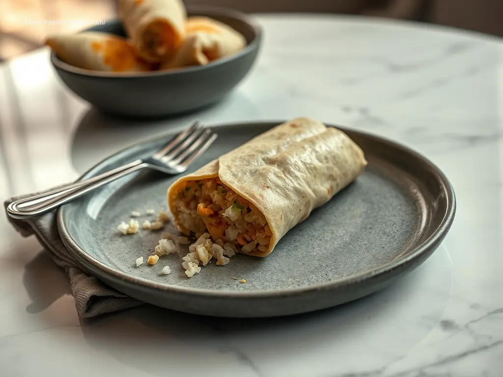 Large Batch Chicken & Rice Burritos: 5 Easy Steps 1 Delicious Large Batch Chicken and Rice Burritos on a white marble