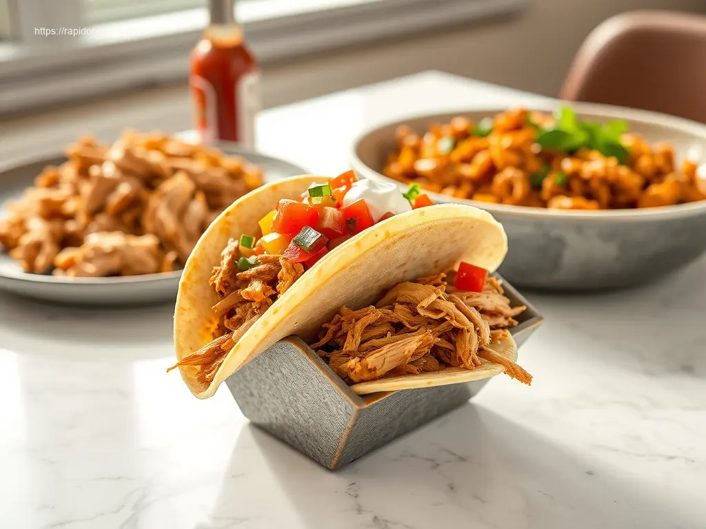 Slow Cooker Chicken Tacos for a Crowd: 7 Tips for Success 1 Delicious slow cooker chicken tacos for a crowd with fresh toppings