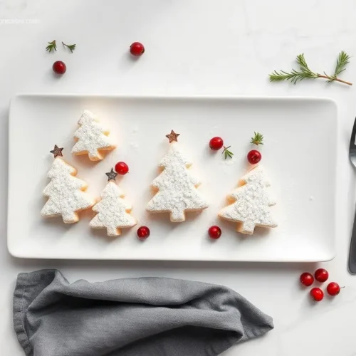 Christmas Tree Shaped Cheesecake Bites: 10 Sweet Treats! 2 Delicious Christmas Tree Shaped Cheesecake Bites on a platter