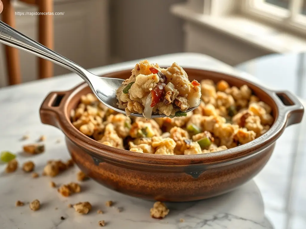 Classic Grandmas Thanksgiving Stuffing baked to perfection