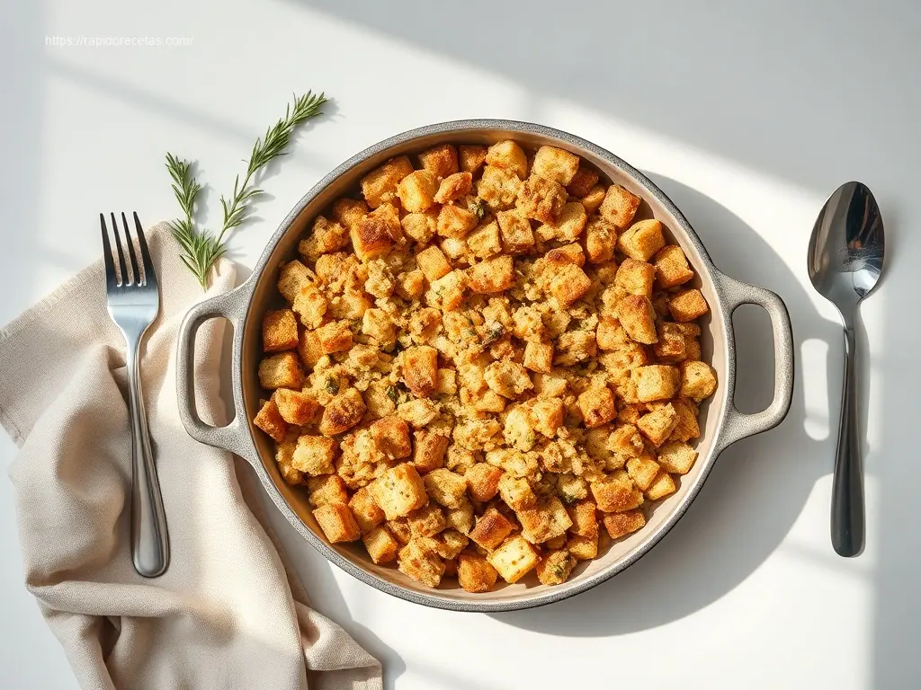 Classic Grandmas Thanksgiving Stuffing baked to perfection