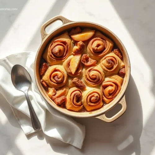 Cinnamon Roll Apple Cobbler: 3 Easy Steps to Bliss. 2 Warm Cinnamon Roll Apple Cobbler dessert on a white marble table