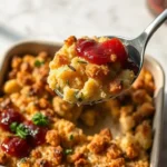 Cornbread Stuffing with Sage & Thyme: 8 Serving Ideas 6 Cornbread Stuffing with Sage & Thyme in a ceramic dish