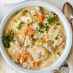 Hot Creamy Chicken and Rice Soup a perfect comfort food