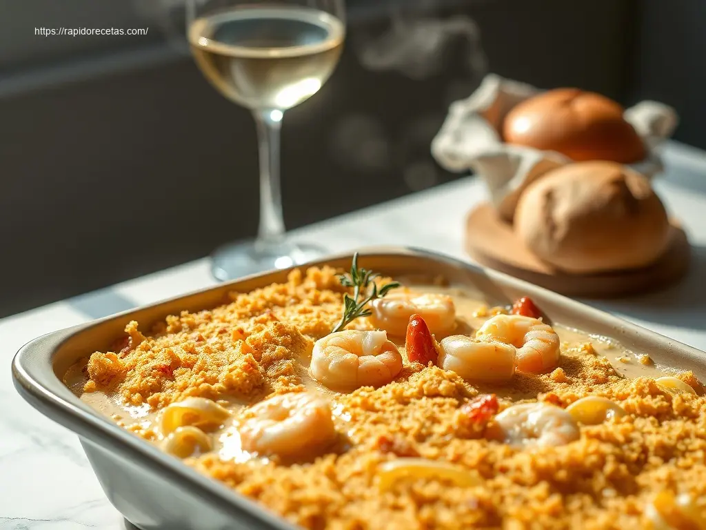 Delicious Creamy Shrimp Tetrazzini served in a bowl
