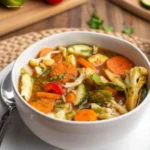 Warm creamy roasted veggie soup photographed from a 45-degree angle